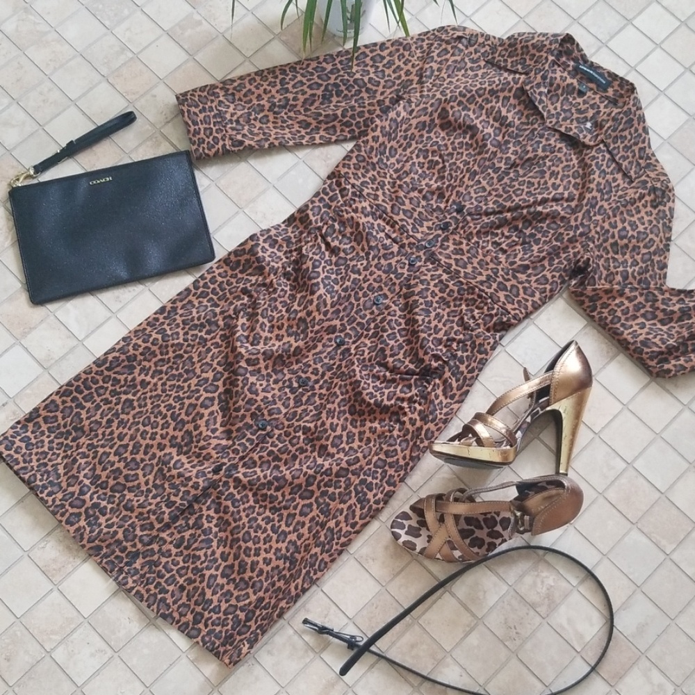 Express animal print shirt dress